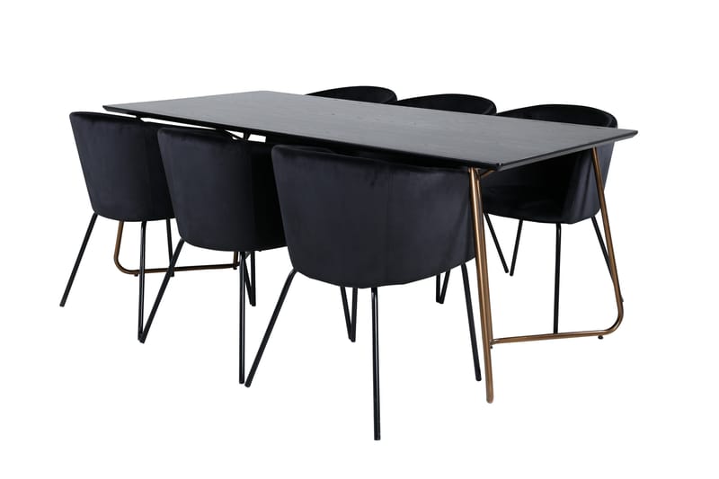 Ruokailuryhmä Petra 190 cm Suorakulmainen 6 Berit Tuolia, Musta