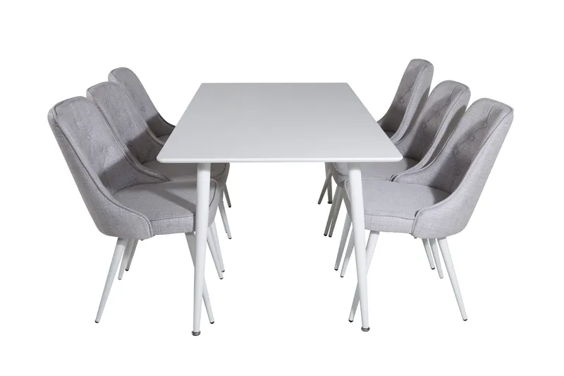 Ruokailuryhmä Polar 180 cm Suorakulmainen 6 Velvet Tuolia, Harmaa