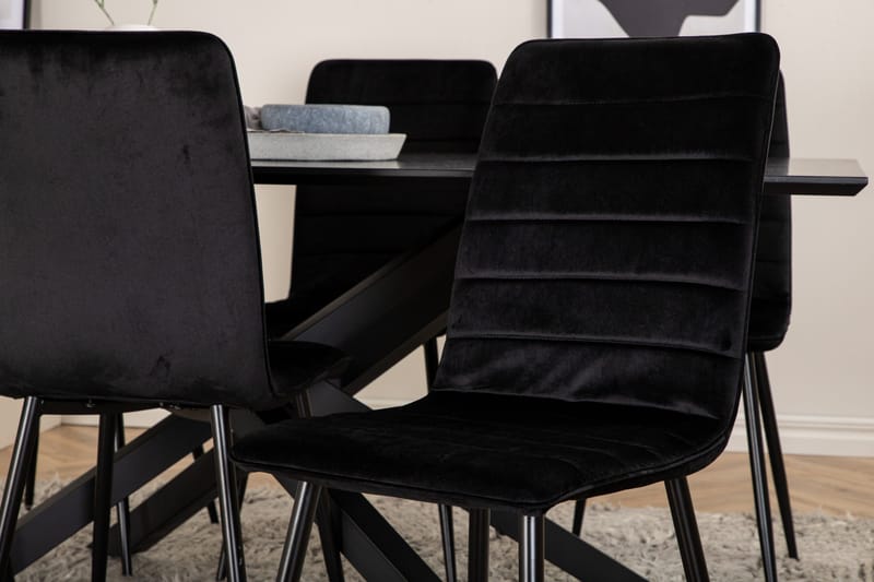 Ruokailuryhmä Piazza 180 cm Suorakulmainen 6 Windu Lyx Tuolia - Musta - Huonekalut - Pöytä & ruokailuryhmä - Ruokailuryhmä