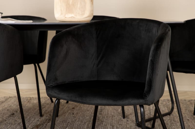 Ruokailuryhmä Petra 190 cm Suorakulmainen 6 Berit Tuolia - Musta - Huonekalut - Pöytä & ruokailuryhmä - Ruokailuryhmä