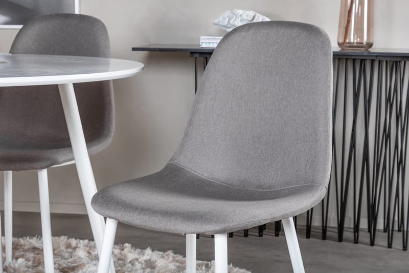 Ruokailuryhmä Plaza 100 cm Pyöreä 4 Polar Tuolia - Harmaa - Huonekalut - Pöytä & ruokailuryhmä - Ruokailuryhmä