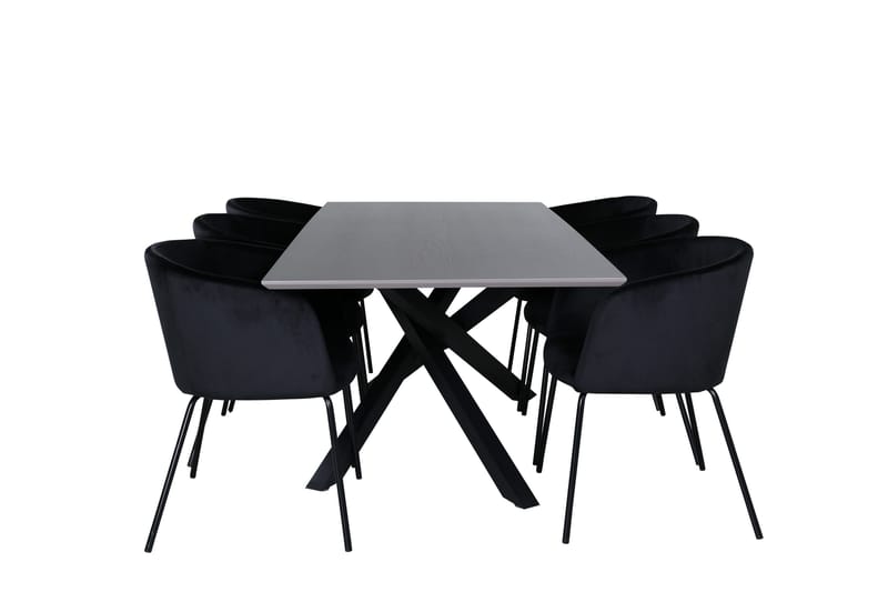 Ruokailuryhmä Piazza 180 cm Suorakulmainen 6 Berit Tuolia, Musta