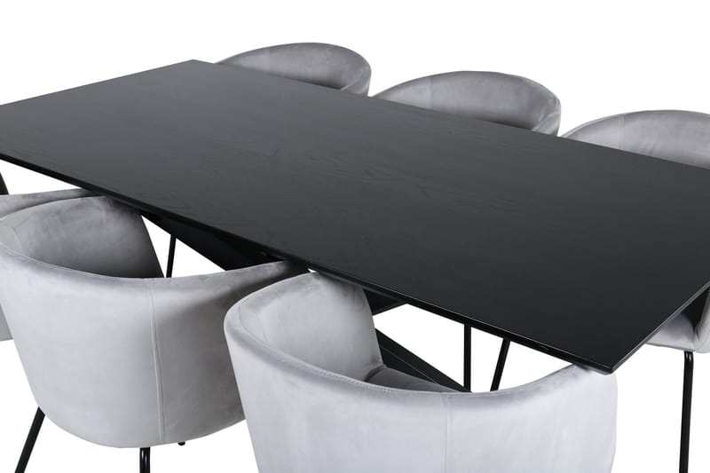 Ruokailuryhmä Piazza 180 cm Suorakulmainen 6 Berit Tuolia - Musta - Huonekalut - Pöytä & ruokailuryhmä - Ruokailuryhmä