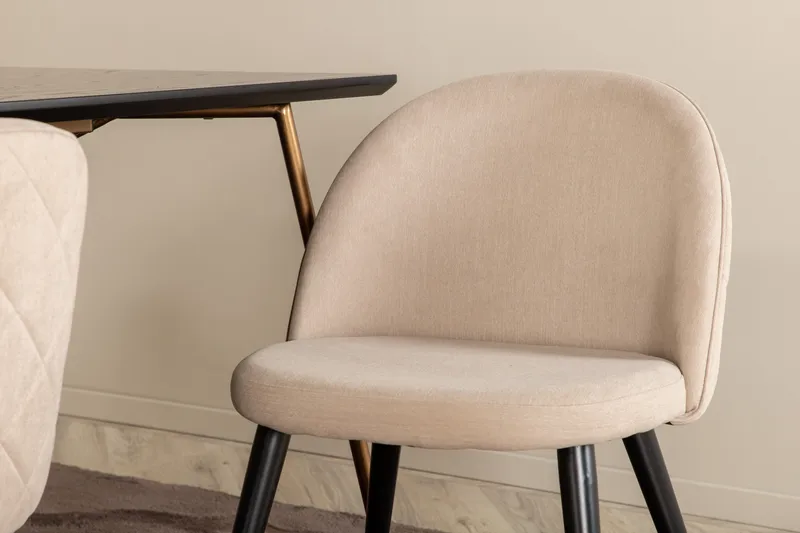 Ruokailuryhmä Petra 190 cm Suorakulmainen 6 Velvet Tuolia - Beige - Huonekalut - Pöytä & ruokailuryhmä - Ruokailuryhmä