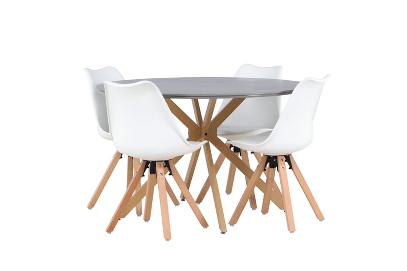 Ruokailuryhmä Piazza 120 cm Pyöreä 4 Zeno Tuolia - Harmaa - Huonekalut - Pöytä & ruokailuryhmä - Ruokailuryhmä