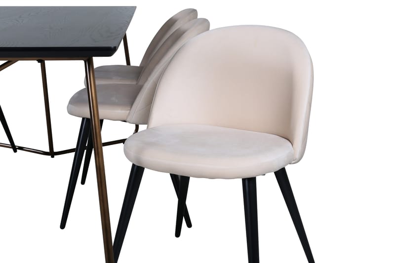 Ruokailuryhmä Petra 190 cm Suorakulmainen 6 Velvet Tuolia - Musta - Huonekalut - Pöytä & ruokailuryhmä - Ruokailuryhmä