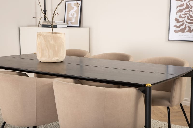 Ruokailuryhmä Pelle 190 cm Suorakulmainen 6 Berit Tuolia - Beige - Huonekalut - Pöytä & ruokailuryhmä - Ruokailuryhmä