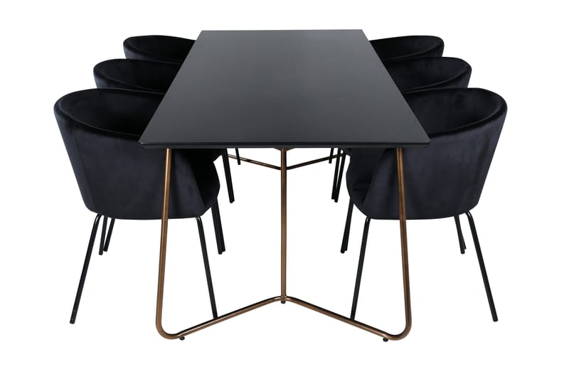 Ruokailuryhmä Petra 190 cm Suorakulmainen 6 Berit Tuolia - Musta - Huonekalut - Pöytä & ruokailuryhmä - Ruokailuryhmä