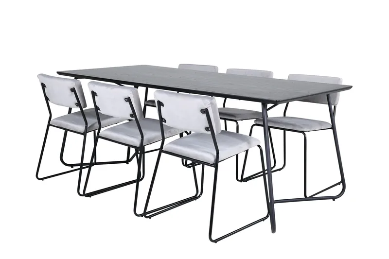 Ruokailuryhmä Petra 190 cm Suorakulmainen 6 Kenth Tuolia, Musta