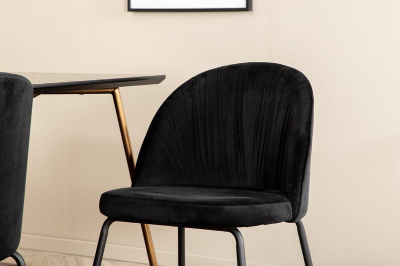 Ruokailuryhmä Petra 190 cm Suorakulmainen 6 Wrinkles Tuolia - Musta - Huonekalut - Pöytä & ruokailuryhmä - Ruokailuryhmä