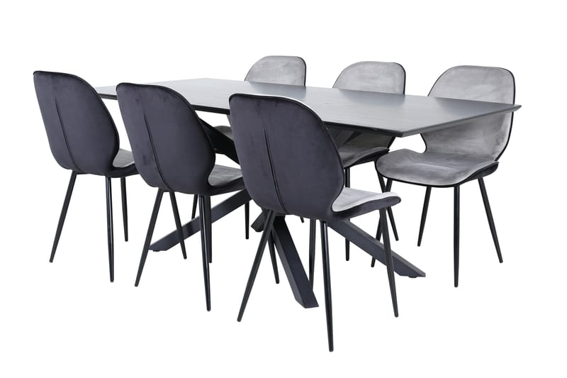 Ruokailuryhmä Piazza 180 cm Suorakulmainen 6 Emma Tuolia, Musta