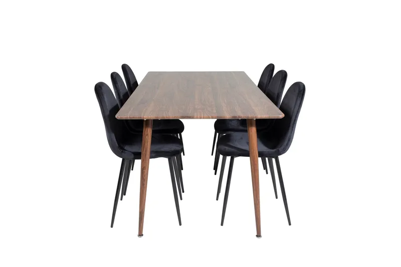 Ruokailuryhmä Polar 180 cm Suorakulmainen 6 Polar Tuolia, Musta
