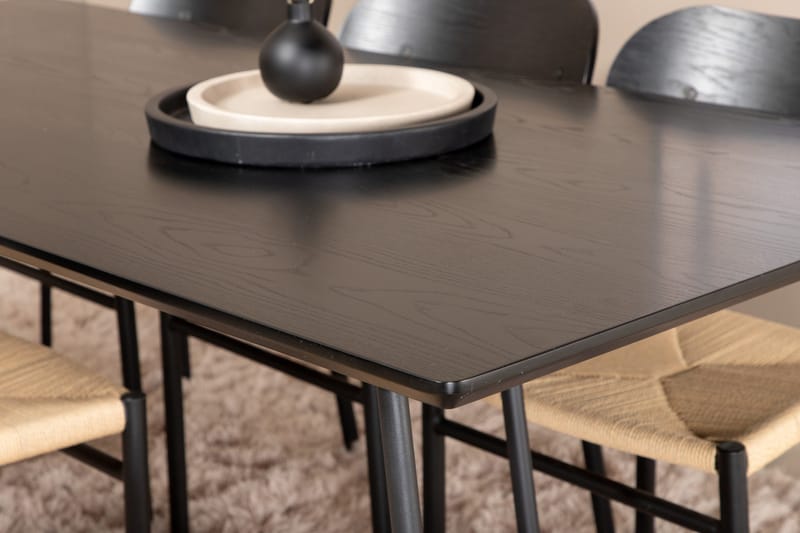 Ruokailuryhmä Pippi 190 cm Suorakulmainen 6 Polly Tuolia - Musta - Huonekalut - Pöytä & ruokailuryhmä - Ruokailuryhmä