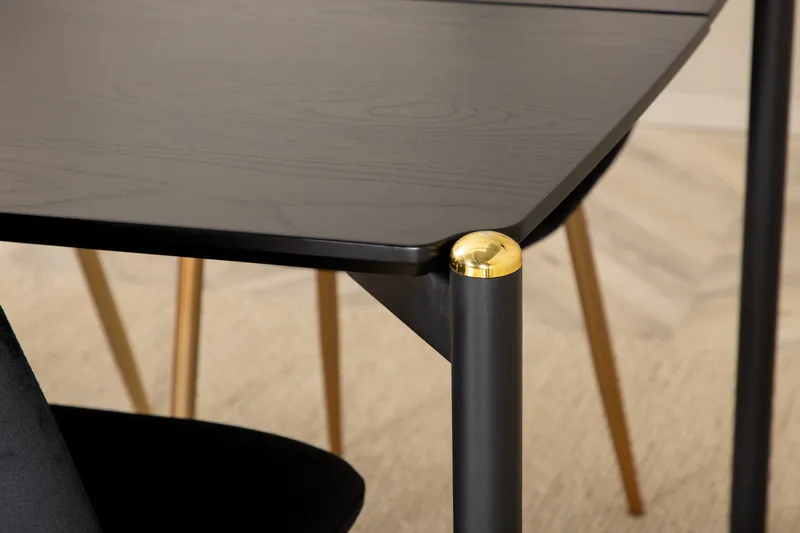 Ruokailuryhmä Pelle 190 cm Suorakulmainen 6 Polar Tuolia - Musta/Kulta - Huonekalut - Pöytä & ruokailuryhmä - Ruokailuryhmä