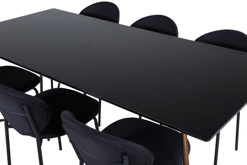 Ruokailuryhmä Petra 190 cm Suorakulmainen 6 Vault Tuolia - Musta - Huonekalut - Pöytä & ruokailuryhmä - Ruokailuryhmä
