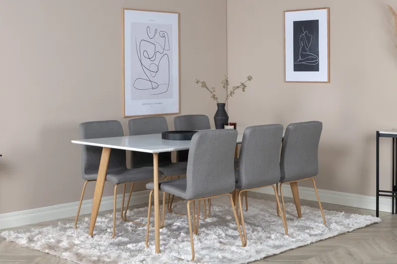 Ruokailuryhmä Polar 180 cm Suorakulmainen 6 Ona Tuolia - Harmaa - Huonekalut - P öytä & ruokailuryhmä - Ruokailuryhmä