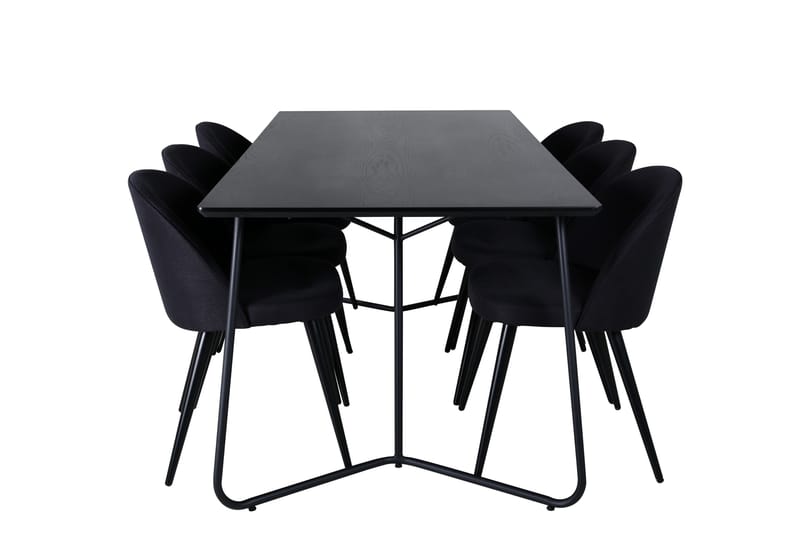 Ruokailuryhmä Petra 190 cm Suorakulmainen 6 Velvet Tuolia - Musta - Huonekalut - Pöytä & ruokailuryhmä - Ruokailuryhmä