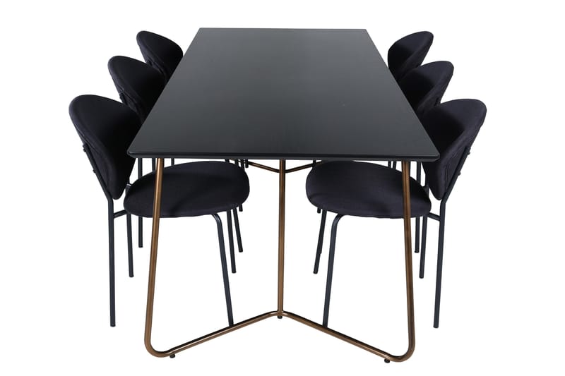 Ruokailuryhmä Petra 190 cm Suorakulmainen 6 Vault Tuolia - Musta - Huonekalut - Pöytä & ruokailuryhmä - Ruokailuryhmä