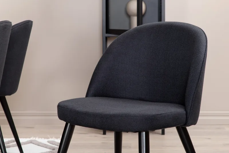 Ruokailuryhmä Piazza 180 cm Suorakulmainen 6 Velvet Tuolia - Musta - Huonekalut - Pöytä & ruokailuryhmä - Ruokailuryhmä