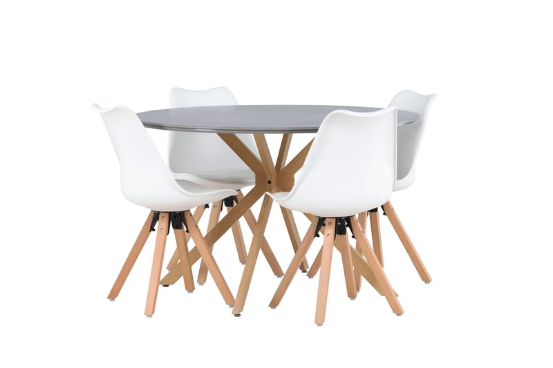 Ruokailuryhmä Piazza 120 cm Pyöreä 4 Zeno Tuolia - Harmaa - Huonekalut - Pöytä & ruokailuryhmä - Ruokailuryhmä