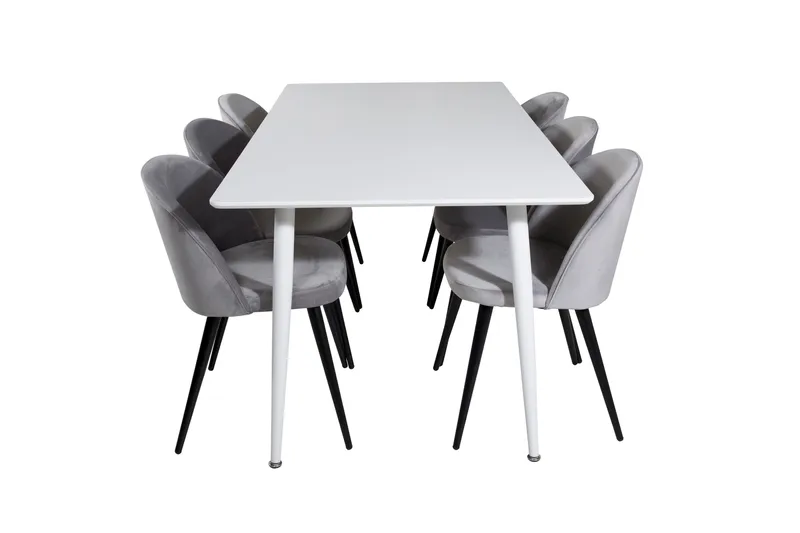 Ruokailuryhmä Polar 180 cm Suorakulmainen 6 Velvet Tuolia, Musta