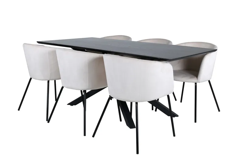 Ruokailuryhmä Piazza 180 cm Suorakulmainen 6 Berit Tuolia - Beige - Huonekalut - Pöytä & ruokailuryhmä - Ruokailuryhmä