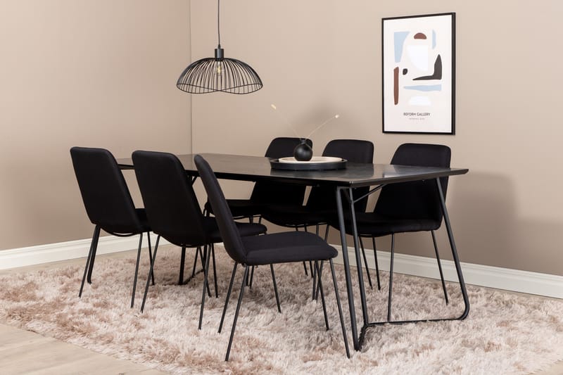 Ruokailuryhmä Petra 190 cm Suorakulmainen 6 Muce Tuolia - Musta - Huonekalut - Pöytä & ruokailuryhmä - Ruokailuryhmä