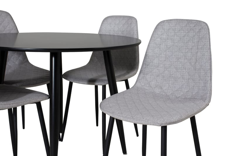 Ruokailuryhmä Plaza 100 cm Pyöreä 4 Polar Tuolia - Musta - Huonekalut - Pöytä & ruokailuryhmä - Ruokailuryhmä