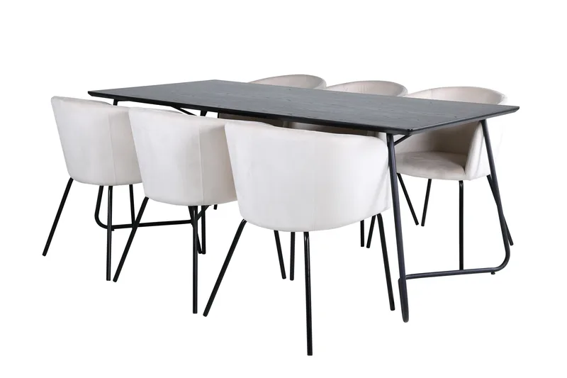 Ruokailuryhmä Petra 190 cm Suorakulmainen 6 Berit Tuolia - Beige - Huonekalut - Pöytä & ruokailuryhmä - Ruokailuryhmä