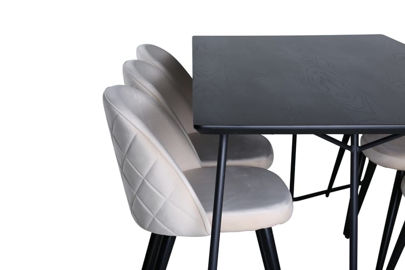 Ruokailuryhmä Petra 190 cm Suorakulmainen 6 Velvet Tuolia - Musta - Huonekalut - Pöytä & ruokailuryhmä - Ruokailuryhmä