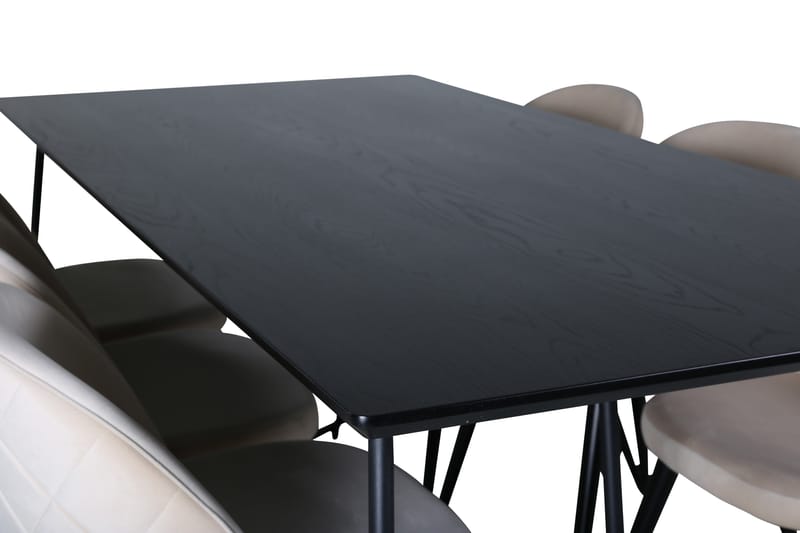 Ruokailuryhmä Petra 190 cm Suorakulmainen 6 Velvet Tuolia - Musta - Huonekalut - Pöytä & ruokailuryhmä - Ruokailuryhmä