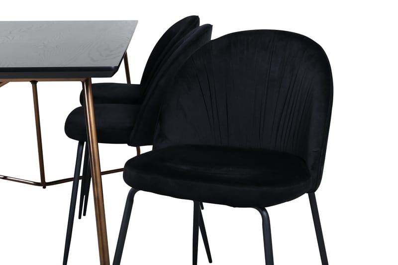 Ruokailuryhmä Petra 190 cm Suorakulmainen 6 Wrinkles Tuolia - Musta - Huonekalut - Pöytä & ruokailuryhmä - Ruokailuryhmä