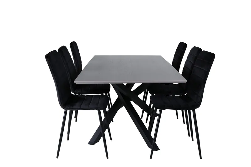 Ruokailuryhmä Piazza 180 cm Suorakulmainen 6 Windu Lyx Tuolia, Musta