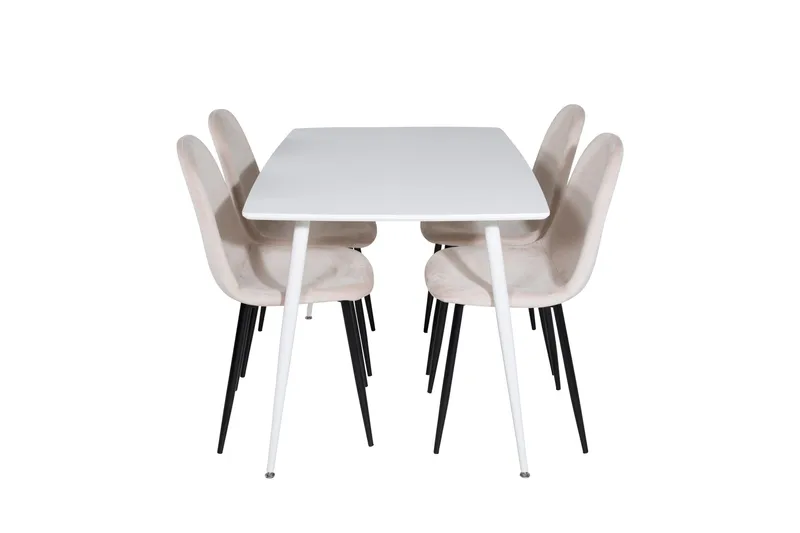 Ruokailuryhmä Polar 120 cm Suorakulmainen 4 Polar Tuolia - Beige - Huonekalut - Pöytä & ruokailuryhmä - Ruokailuryhmä