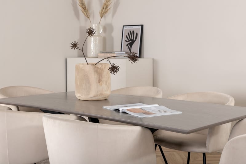 Ruokailuryhmä Piazza 180 cm Suorakulmainen 6 Berit Tuolia - Beige - Huonekalut - Pöytä & ruokailuryhmä - Ruokailuryhmä