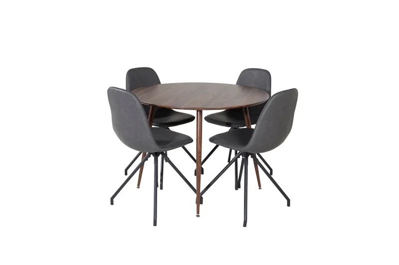 Ruokailuryhmä Plaza 100 cm Pyöreä 4 Polar Tuolia, Musta