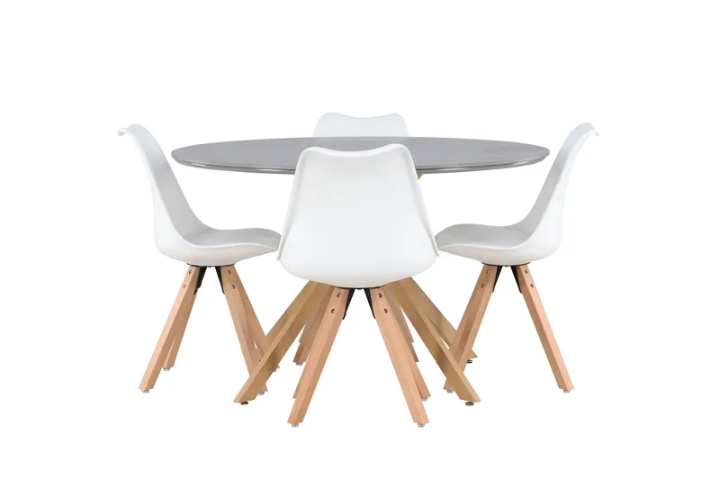 Ruokailuryhmä Piazza 120 cm Pyöreä 4 Zeno Tuolia, Harmaa