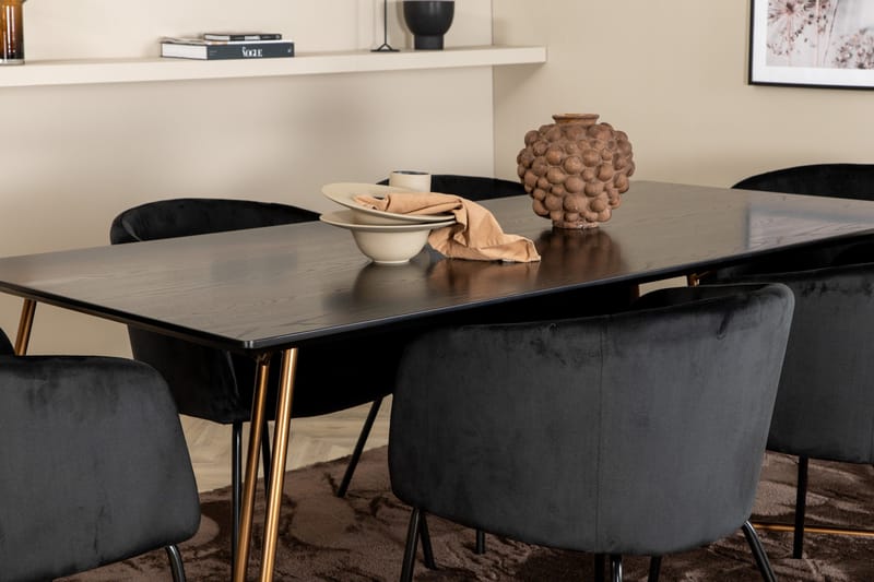 Ruokailuryhmä Petra 190 cm Suorakulmainen 6 Berit Tuolia - Musta - Huonekalut - Pöytä & ruokailuryhmä - Ruokailuryhmä