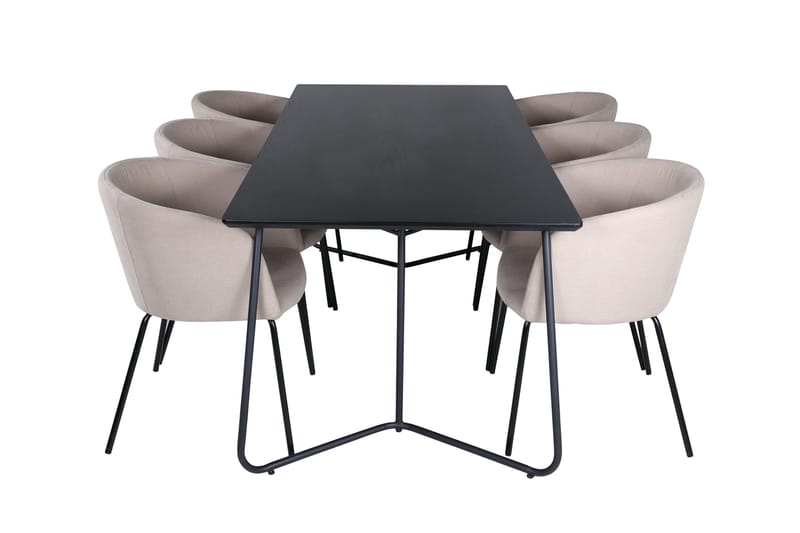 Ruokailuryhmä Petra 190 cm Suorakulmainen 6 Berit Tuolia - Beige - Huonekalut - Pöytä & ruokailuryhmä - Ruokailuryhmä