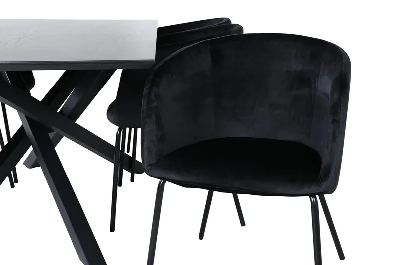 Ruokailuryhmä Piazza 180 cm Suorakulmainen 6 Berit Tuolia - Musta - Huonekalut - Pöytä & ruokailuryhmä - Ruokailuryhmä