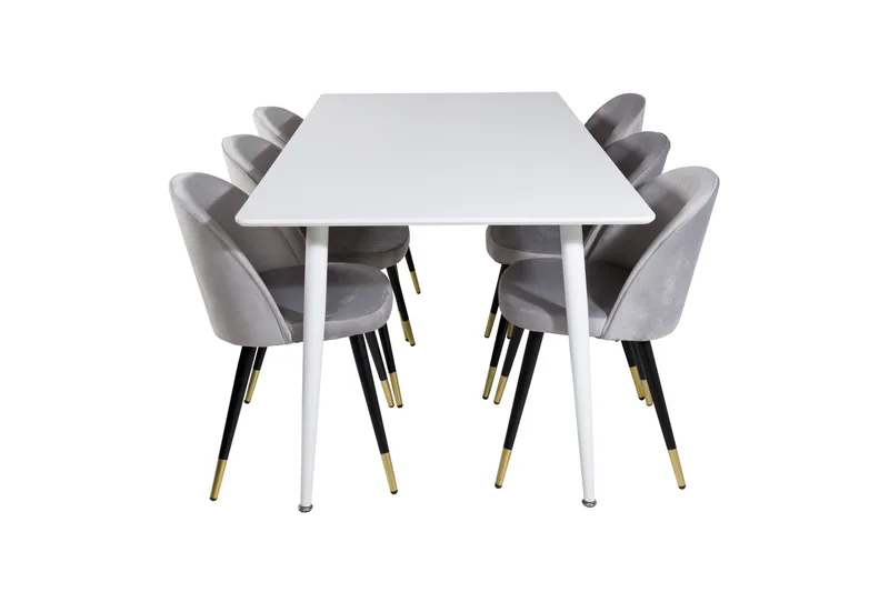 Ruokailuryhmä Polar 180 cm Suorakulmainen 6 Velvet Tuolia, Musta/Kulta