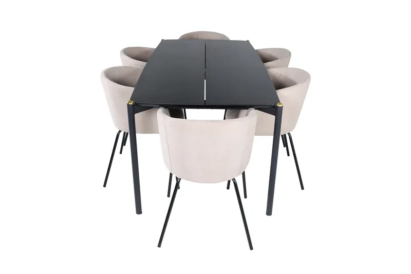 Ruokailuryhmä Pelle 190 cm Suorakulmainen 6 Berit Tuolia - Beige - Huonekalut - Pöytä & ruokailuryhmä - Ruokailuryhmä