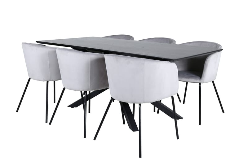 Ruokailuryhmä Piazza 180 cm Suorakulmainen 6 Berit Tuolia - Musta - Huonekalut - Pöytä & ruokailuryhmä - Ruokailuryhmä