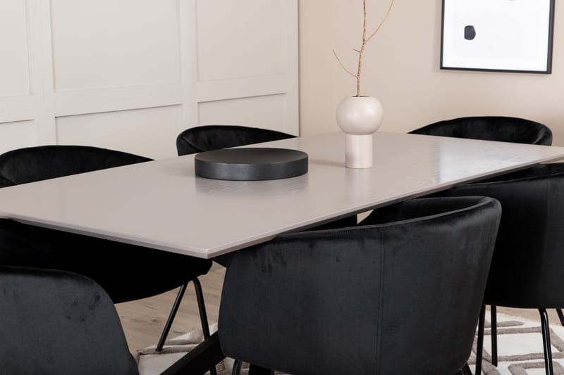 Ruokailuryhmä Piazza 180 cm Suorakulmainen 6 Berit Tuolia - Musta - Huonekalut - Pöytä & ruokailuryhmä - Ruokailuryhmä