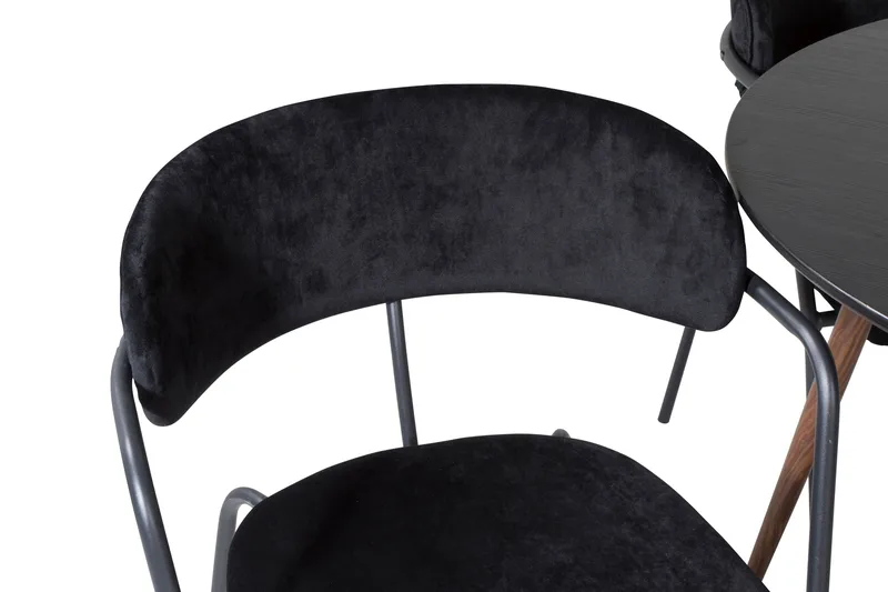 Ruokailuryhmä Plaza 100 cm Pyöreä 4 Arrow Tuolia, Musta