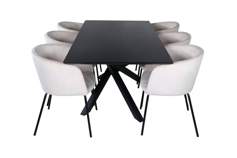 Ruokailuryhmä Piazza 180 cm Suorakulmainen 6 Berit Tuolia - Beige - Huonekalut - Pöytä & ruokailuryhmä - Ruokailuryhmä