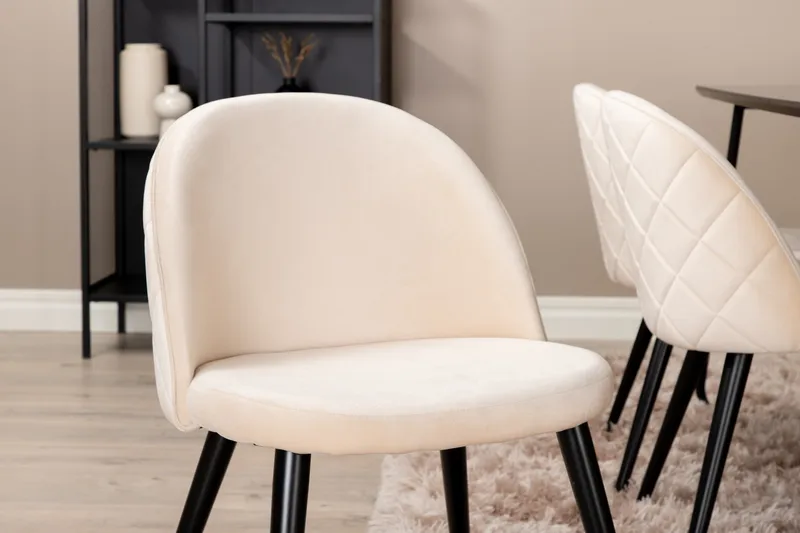 Ruokailuryhmä Petra 190 cm Suorakulmainen 6 Velvet Tuolia - Musta - Huonekalut - Pöytä & ruokailuryhmä - Ruokailuryhmä