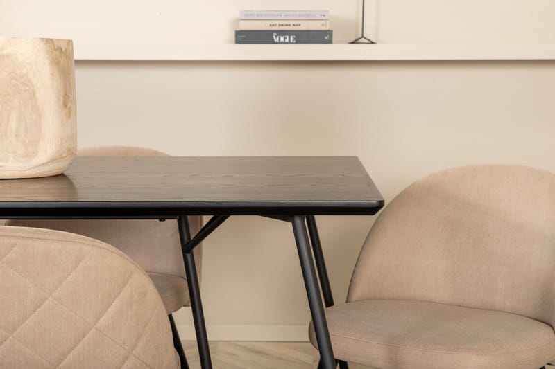 Ruokailuryhmä Petra 190 cm Suorakulmainen 6 Velvet Tuolia - Beige - Huonekalut - Pöytä & ruokailuryhmä - Ruokailuryhmä