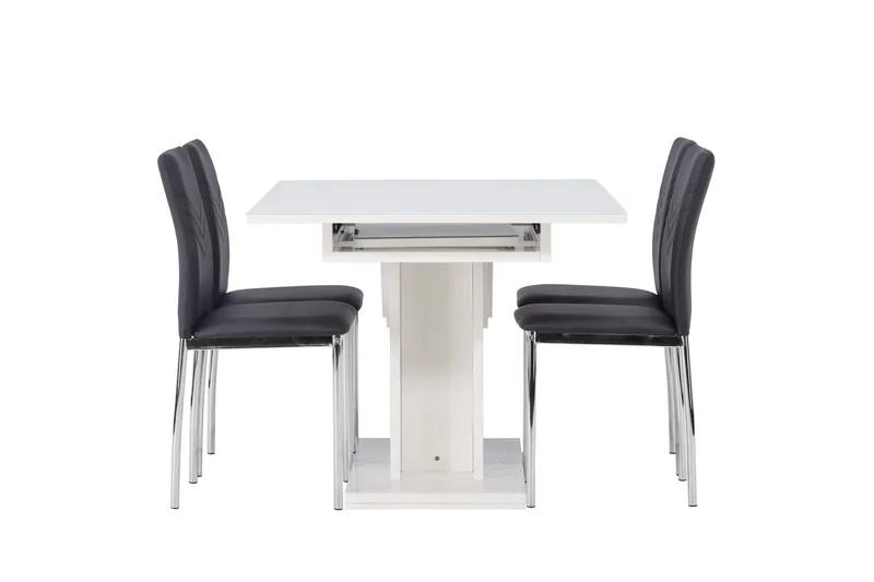 Ruokailuryhmä Pluto 120 cm Suorakulmainen 4 Lily Tuolia - Musta - Huonekalut - Pöytä & ruokailuryhmä - Ruokailuryhmä