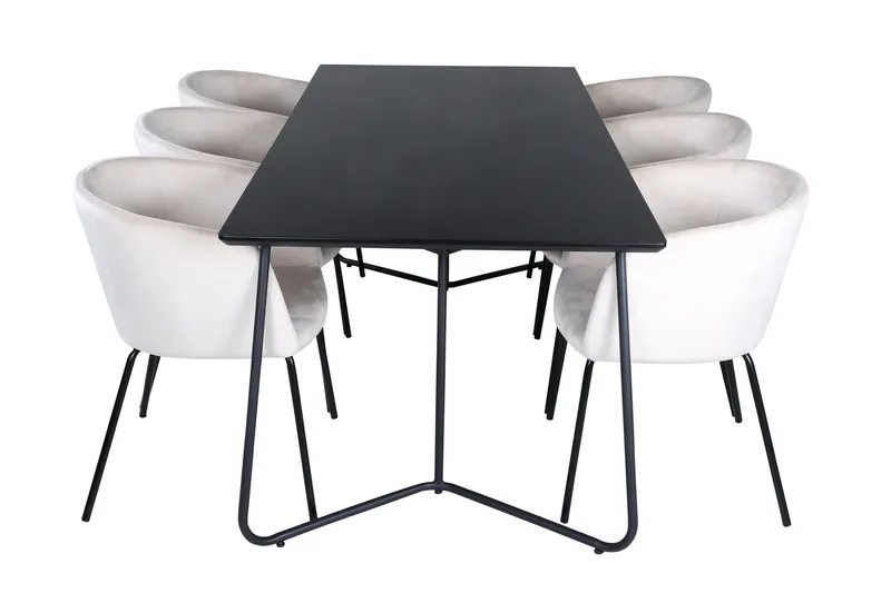 Ruokailuryhmä Petra 190 cm Suorakulmainen 6 Berit Tuolia - Beige - Huonekalut - Pöytä & ruokailuryhmä - Ruokailuryhmä